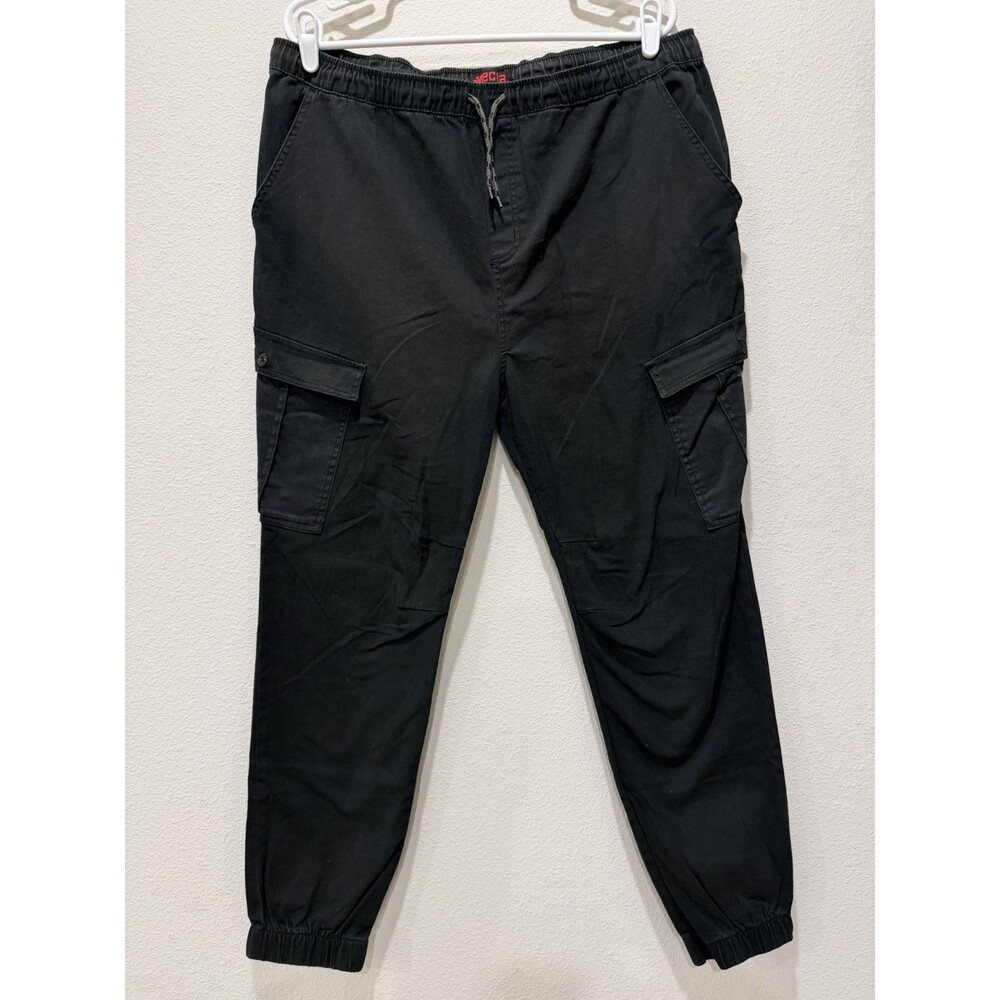 Mecca Men’s Black Cargo Jogger Pants Size XL Elastic Waist Drawstring Cotton